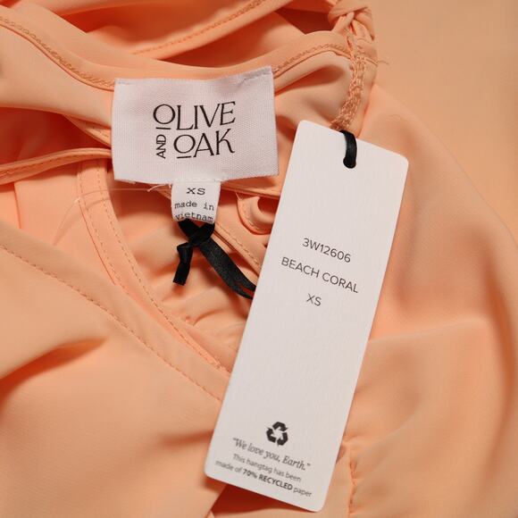 Peach Halter Peplum Cami Top Tie Back Sleeveless Chiffon Tank Summer Size XS - Picture 6 of 9